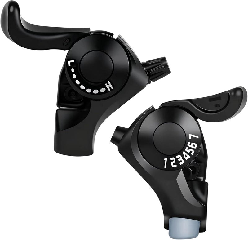Fredertent Bike Shifter, 21 Speed Bike Gear Shifter Lever Set TX30 3x7 Thumb Shifters with Gear Indicator Bicycle Gear Shifters (TX30-3X7) - Image 1